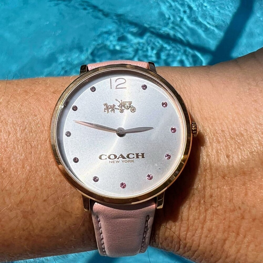 Coach Pink Leather Strap Watch
